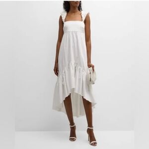 Alexis Natalia White Ruffle Strap Midi Dress